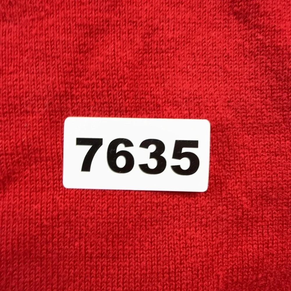 Tommy Hilfiger Sweater Mens Large Red V Neck Flag Logo Cotton Knit Pullover